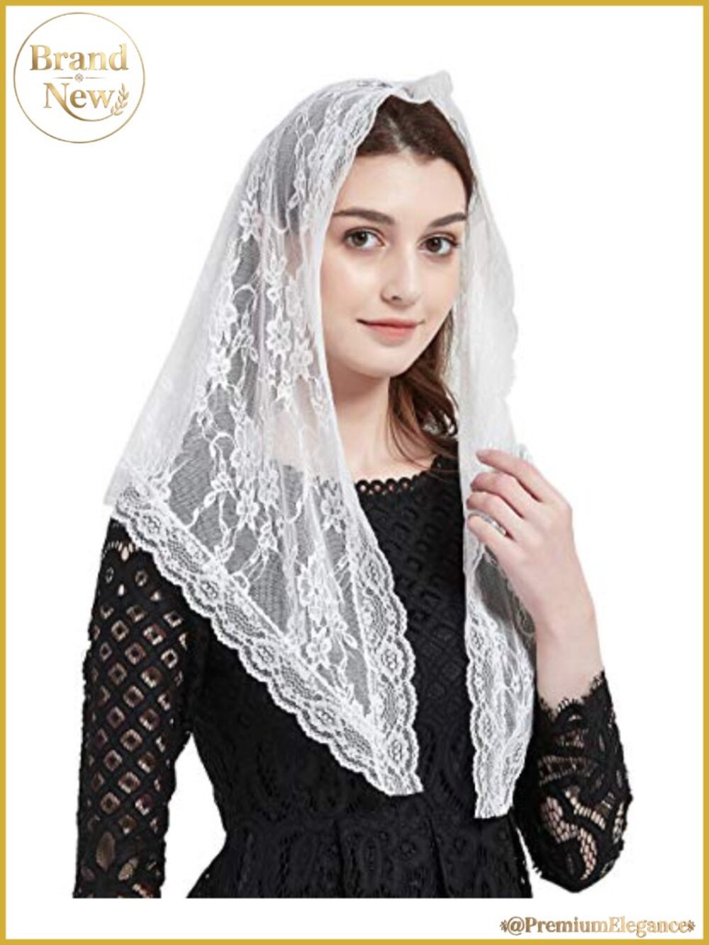 Triangle Chapel Veil Lace Edge Head Covering Bridal Wedding Catholic Church